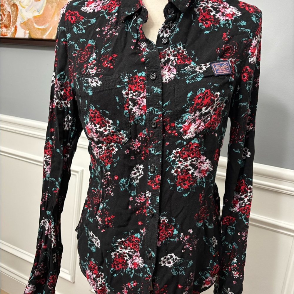 Superdry Black Floral Button-Down Shirt